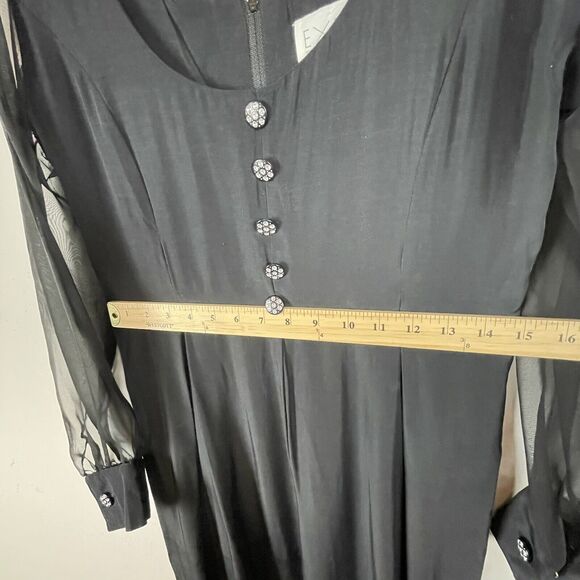 Vintage EXPO Petite Black Jewel Button Wide Leg Jumpsuit NWT Size 2 Made in USA - Picture 10 of 12